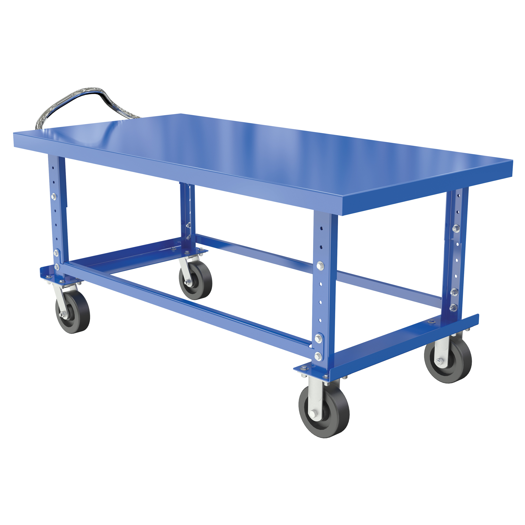 Vestil Adjustable Steel Shelf Cart — 30in. x 60in., Mold-On-Rubber Casters, 2,000-Lb. Capacity, 33–41in. Height Range, Blue, Model# AHC-1-3060-MR